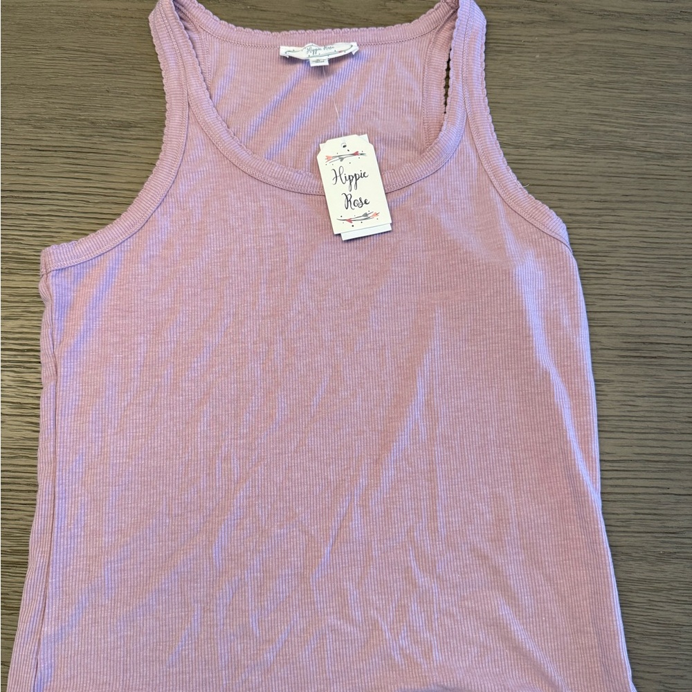 Hippie Rose Light Pink Ribbed Tank Top